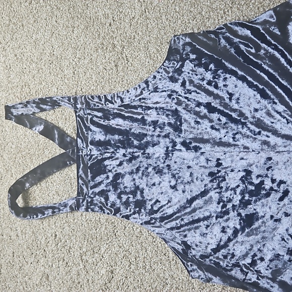 Urban Outfitters Tania Shapeless Velvet Square Neck Overall Jumpsuit Navy S - Picture 3 of 6